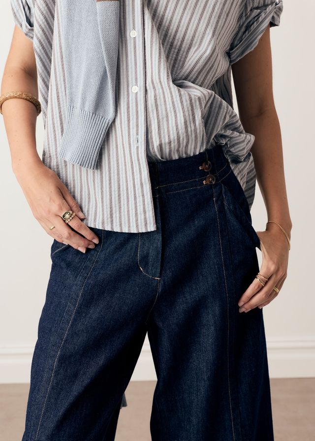 Bay Shirt Blue/Choc Stripe