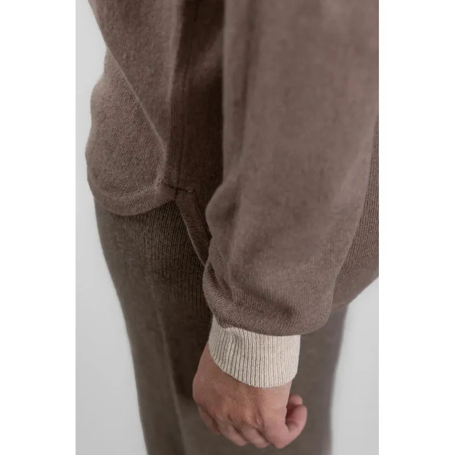 Brown Swing Jumper with Oatmeal Contrast