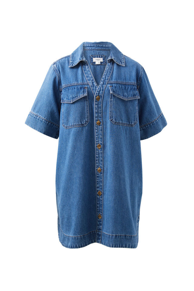 Sammy Relaxed Shirt Dress / Fresh Indigo - Gateway Gifts