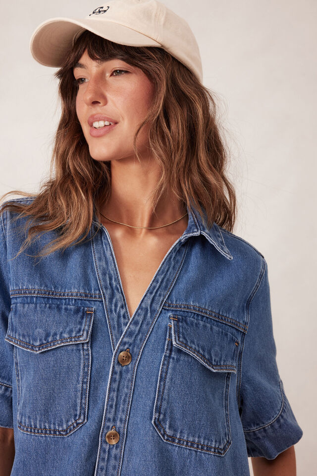 Sammy Relaxed Shirt Dress / Fresh Indigo - Gateway Gifts