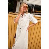 Ava Short Sleeve Midi Dress / Fresh Ecru Twill - Gateway Gifts