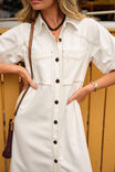 Ava Short Sleeve Midi Dress / Fresh Ecru Twill - Gateway Gifts