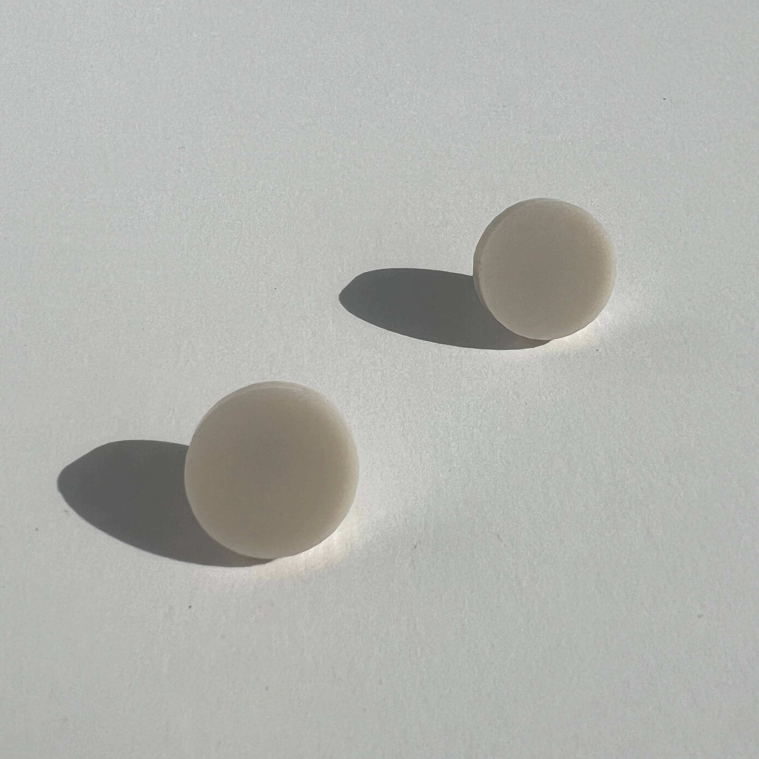 Beige Round Stud Earrings - 15mm - Gateway Gifts