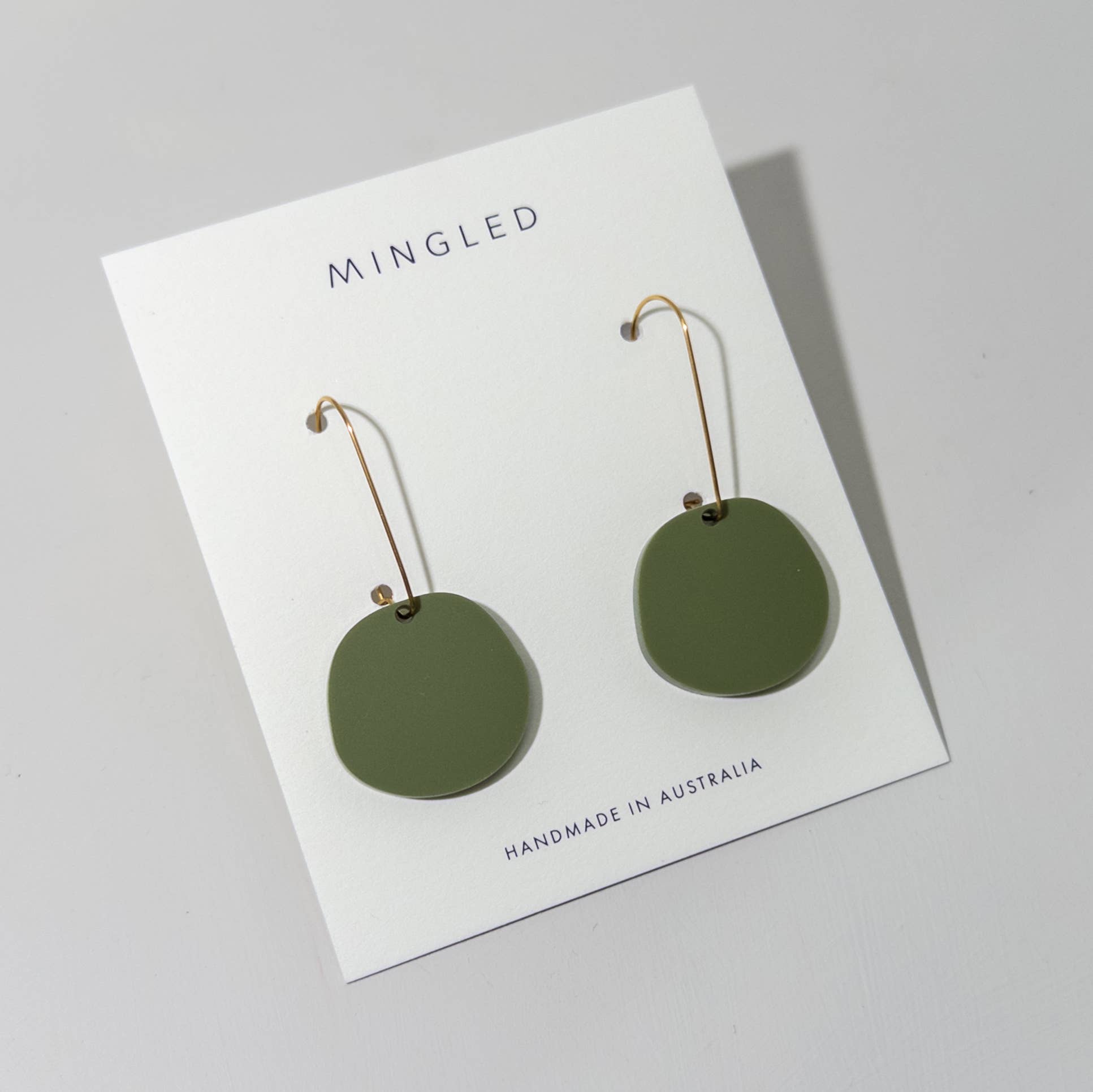 Organic Dangle Earrings - Olive Green - Gateway Gifts