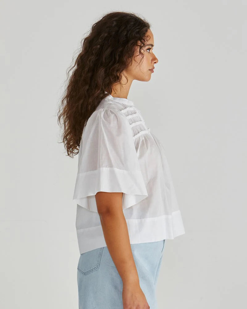 Pammi Ruffle Yoke Blouse - Gateway Gifts