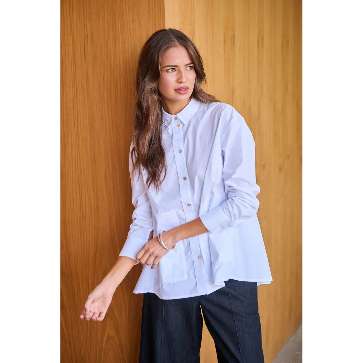 Flared Poplin Shirt White - Gateway Gifts