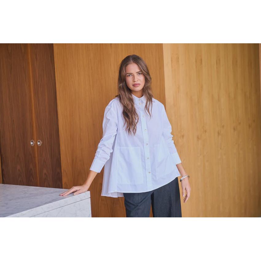 Flared Poplin Shirt White - Gateway Gifts