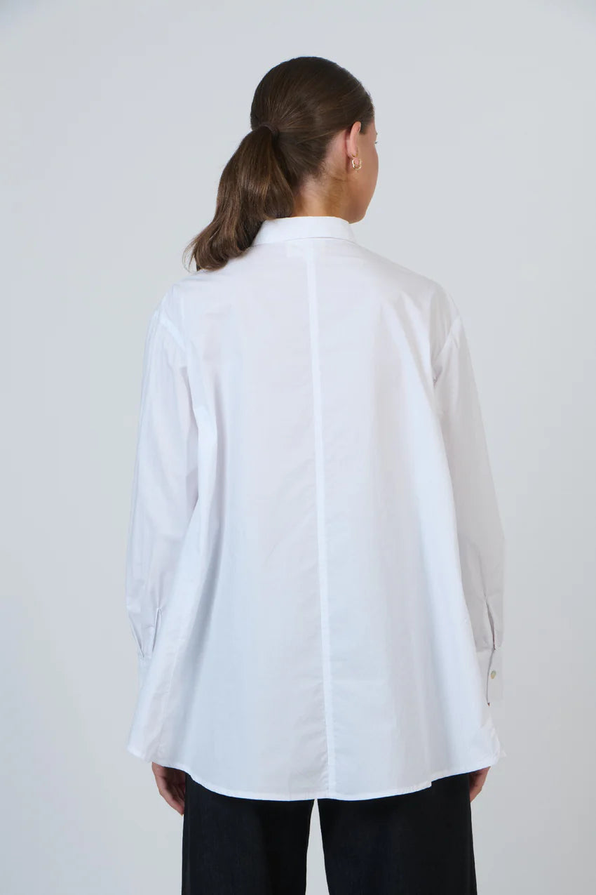 Flared Poplin Shirt White - Gateway Gifts