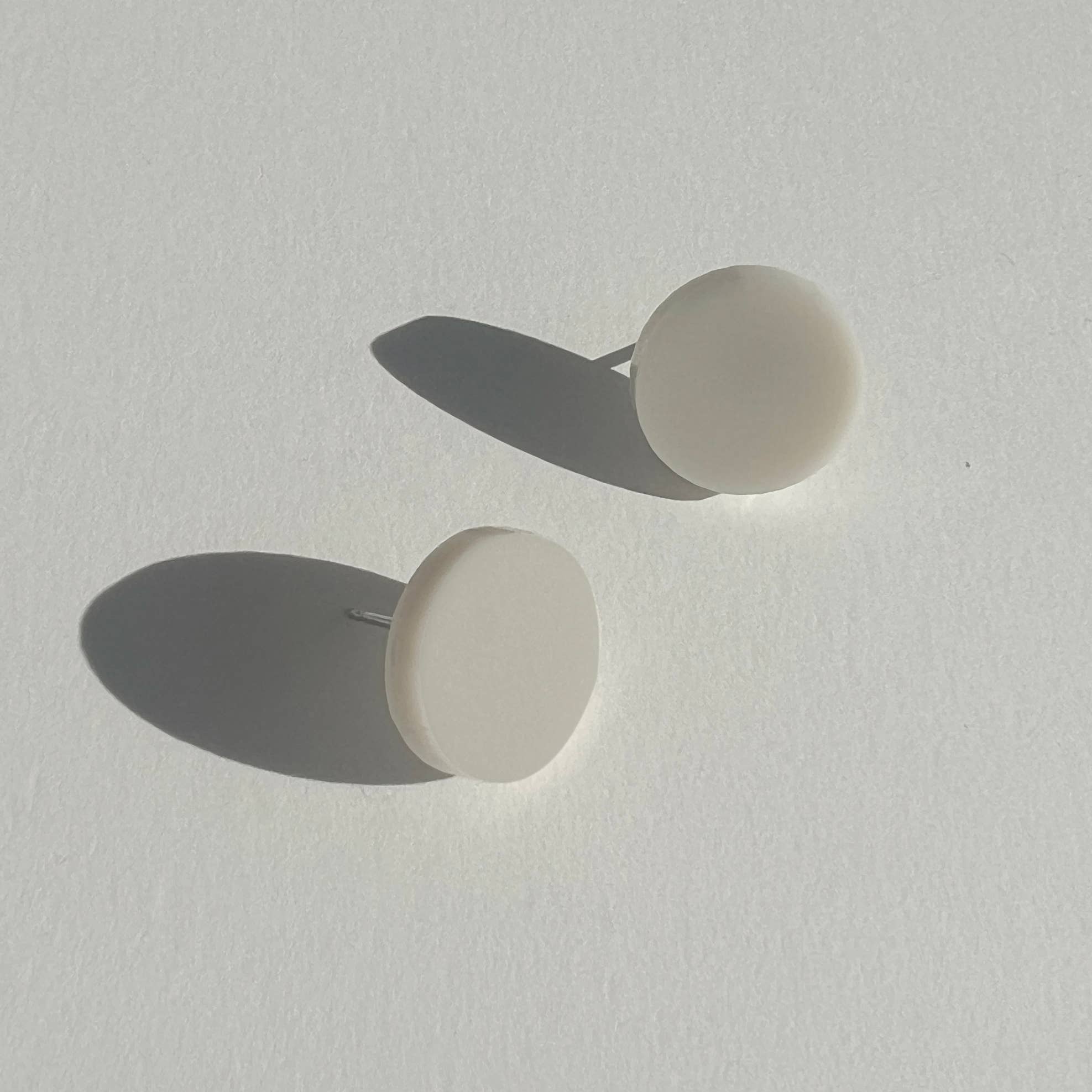 Beige Round Stud Earrings - 15mm - Gateway Gifts