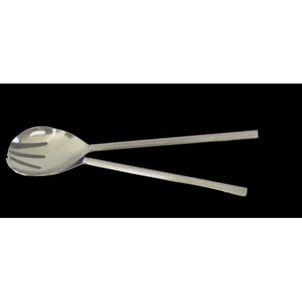 Silver Ribbed Salad Servers