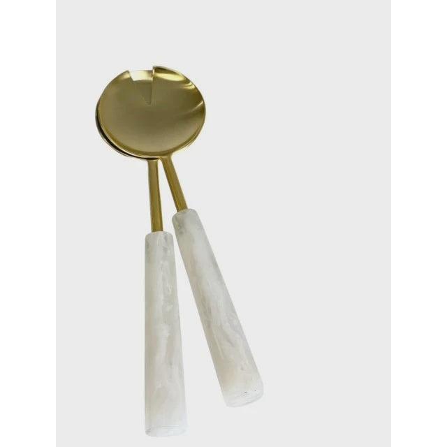 Gold & Alabaster Salad Servers
