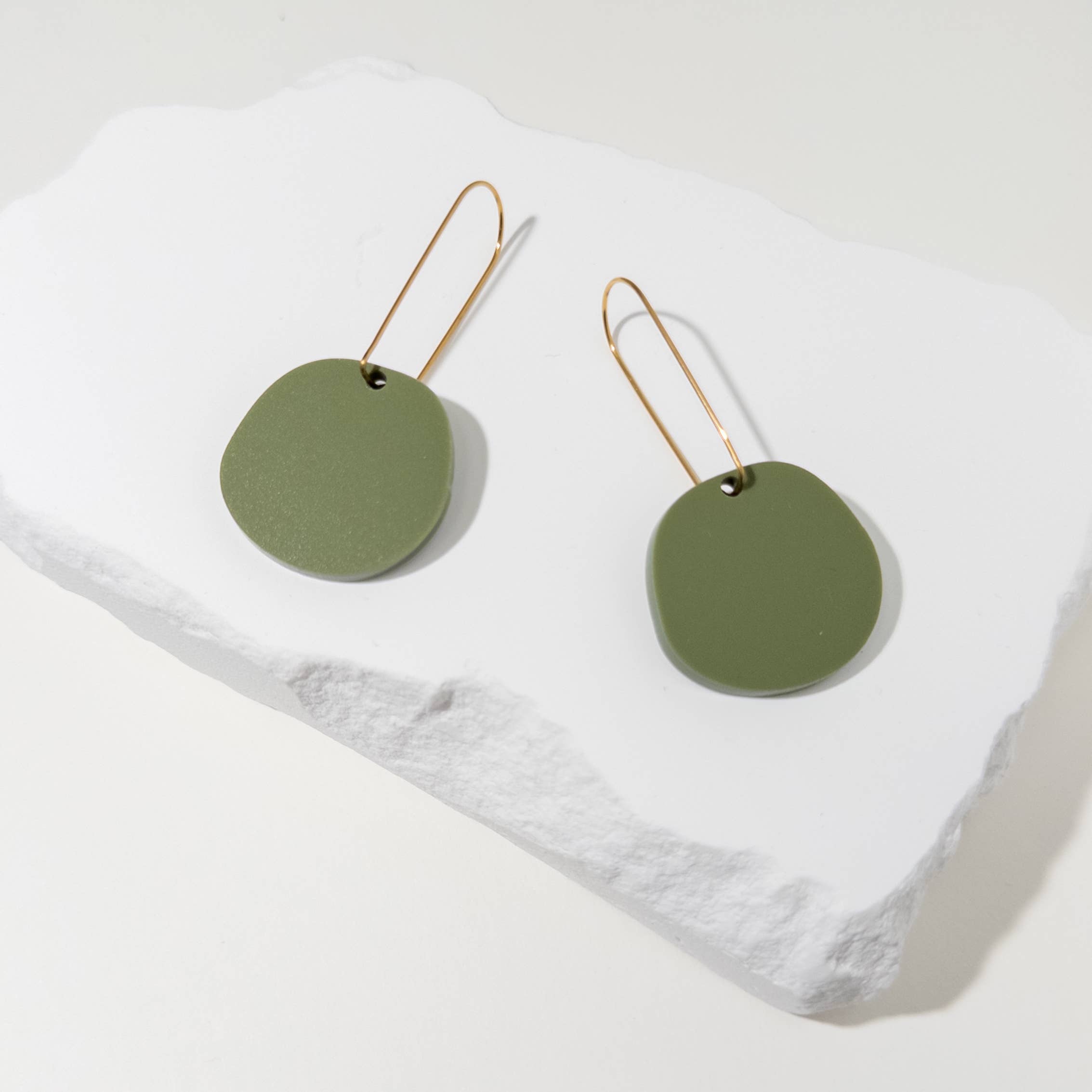 Organic Dangle Earrings - Olive Green - Gateway Gifts