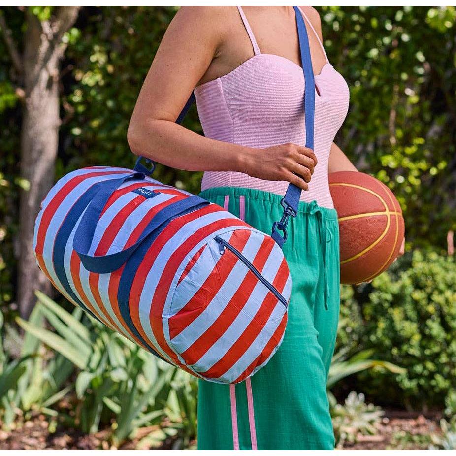 Barrel Bag – Red Blue Stripe - Gateway Gifts