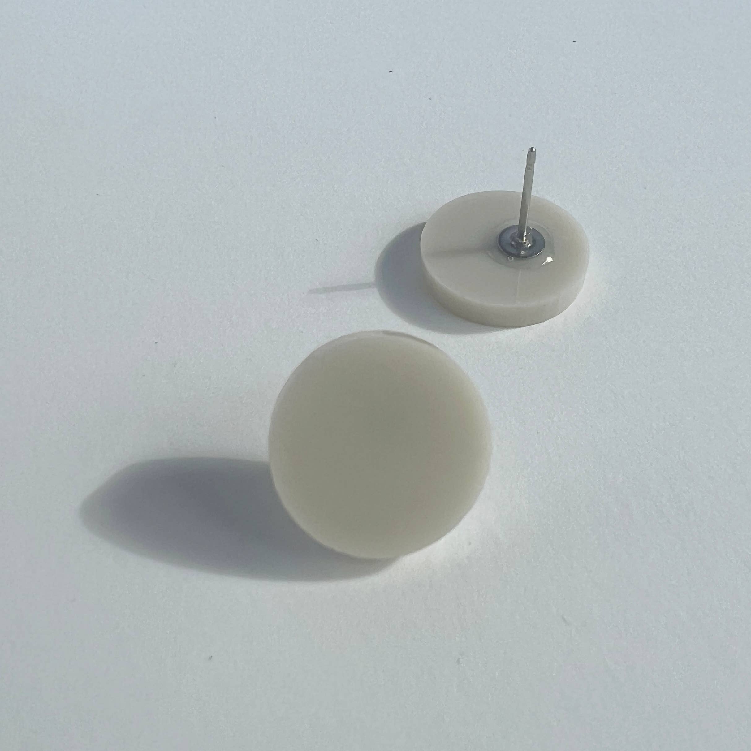 Beige Round Stud Earrings - 15mm - Gateway Gifts