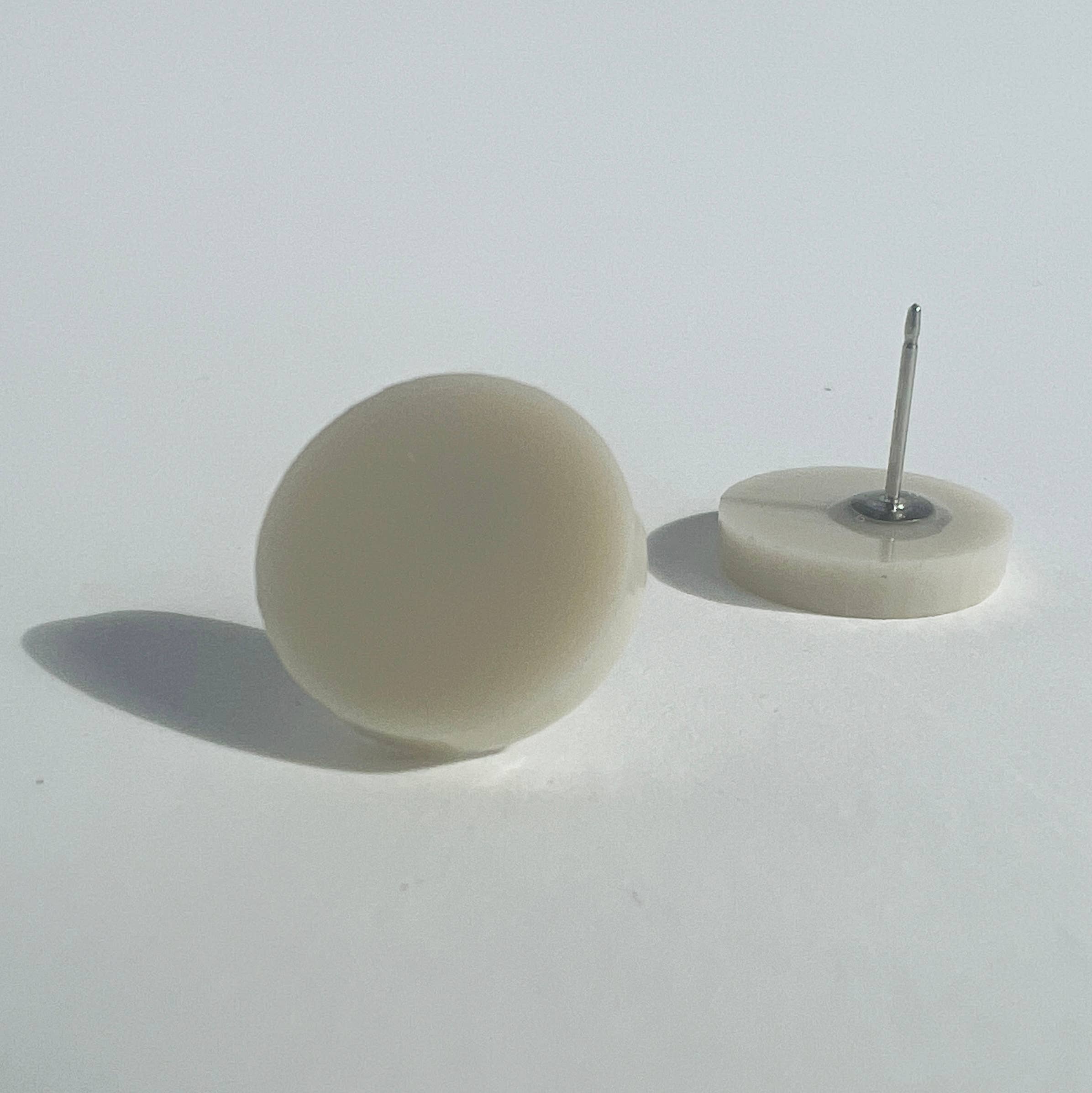 Beige Round Stud Earrings - 15mm - Gateway Gifts