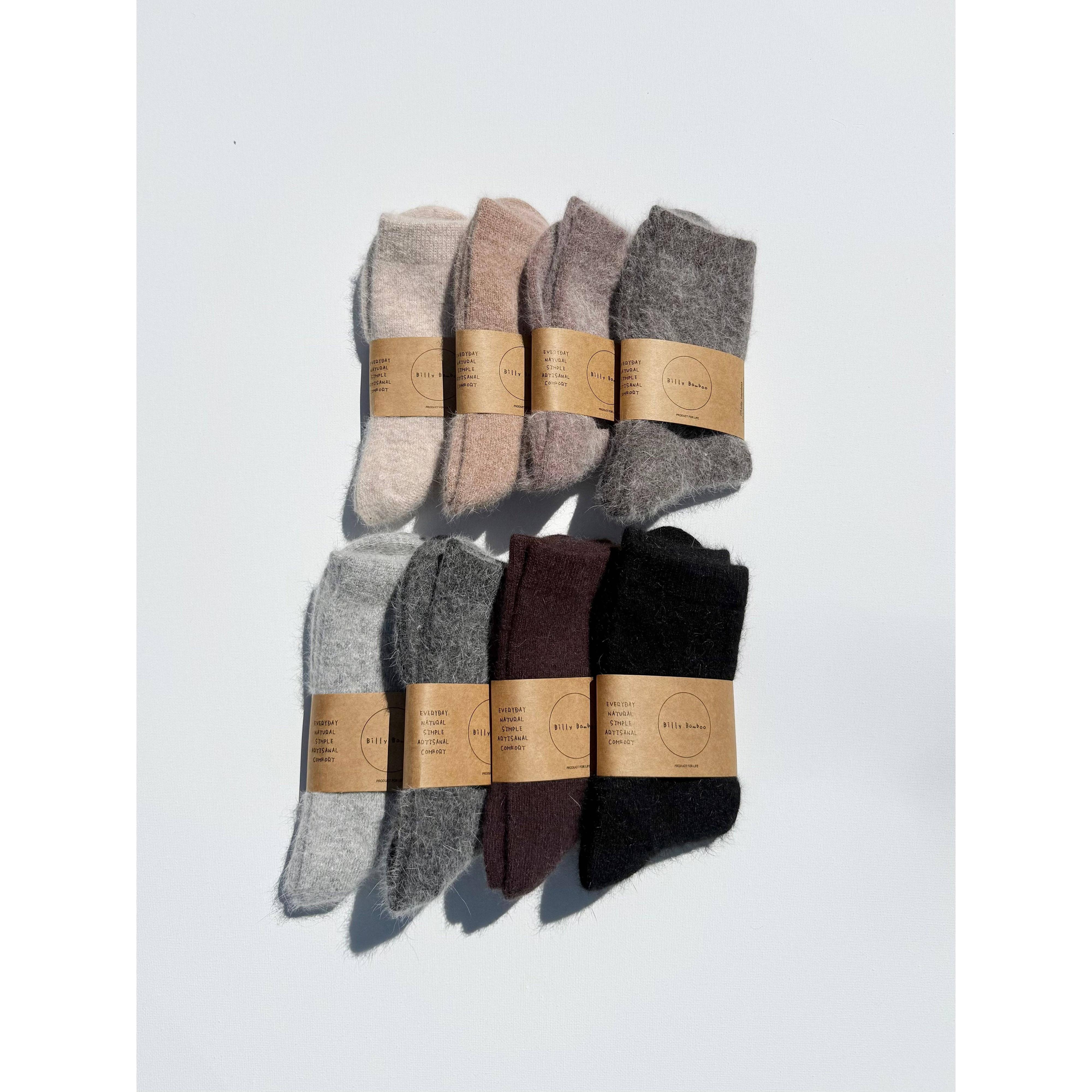 FLUFFY ANGORA SOCKS - NEUTRAL: Dark mushroom / Women’s 7.5 - 11.5, Men’s 6.5 - 10.5