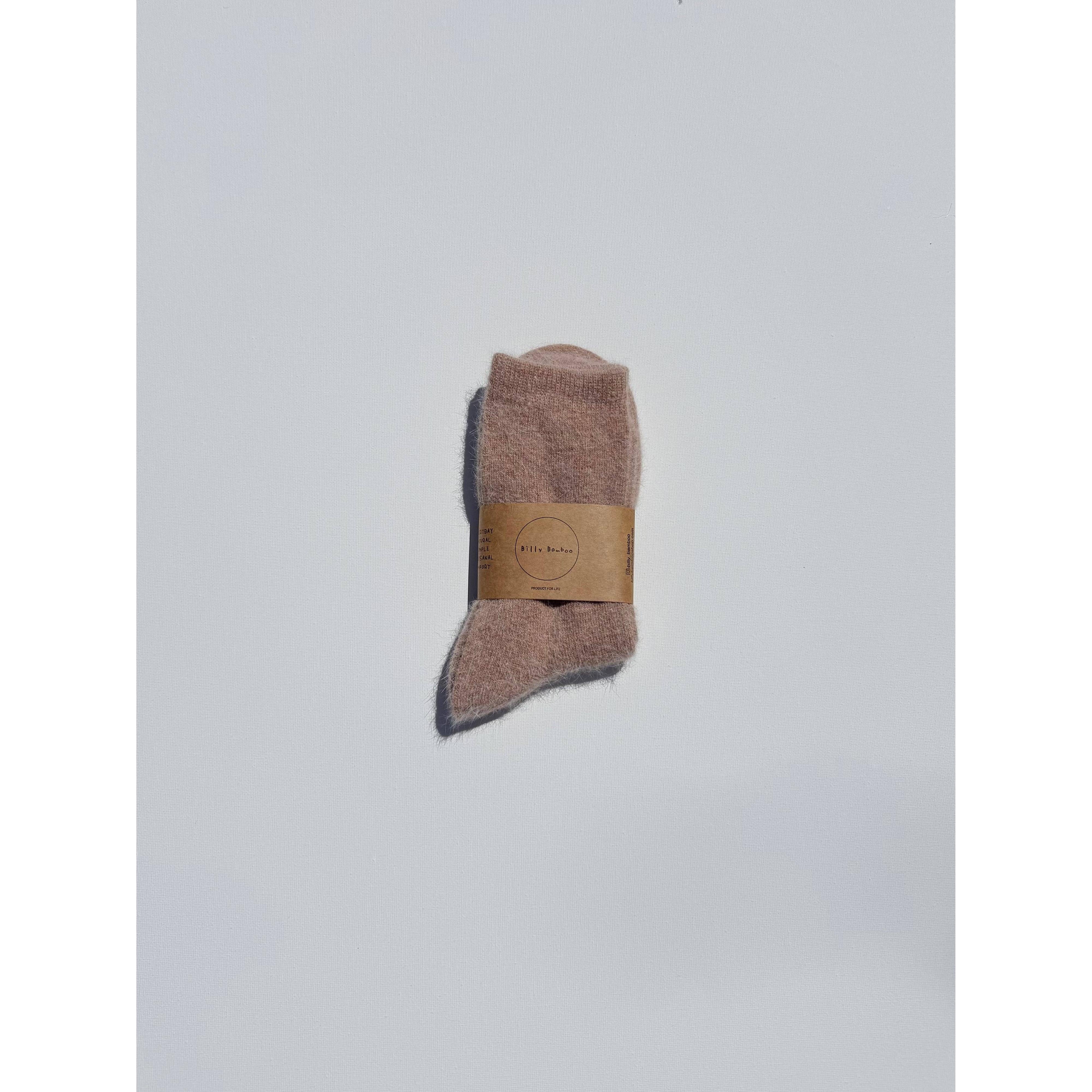 FLUFFY ANGORA SOCKS - NEUTRAL: Dark mushroom / Women’s 7.5 - 11.5, Men’s 6.5 - 10.5