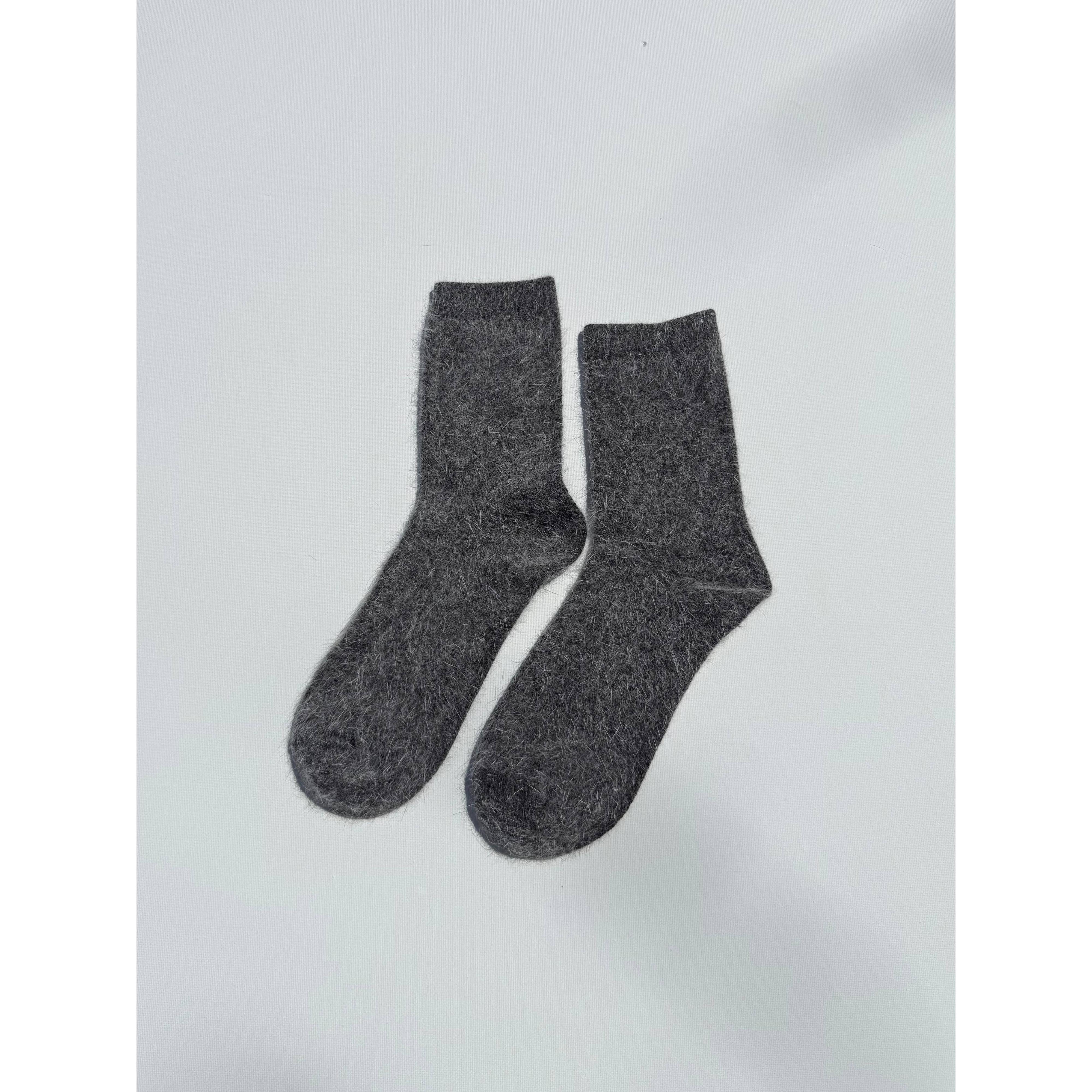 FLUFFY ANGORA SOCKS - NEUTRAL: Dark mushroom / Women’s 7.5 - 11.5, Men’s 6.5 - 10.5