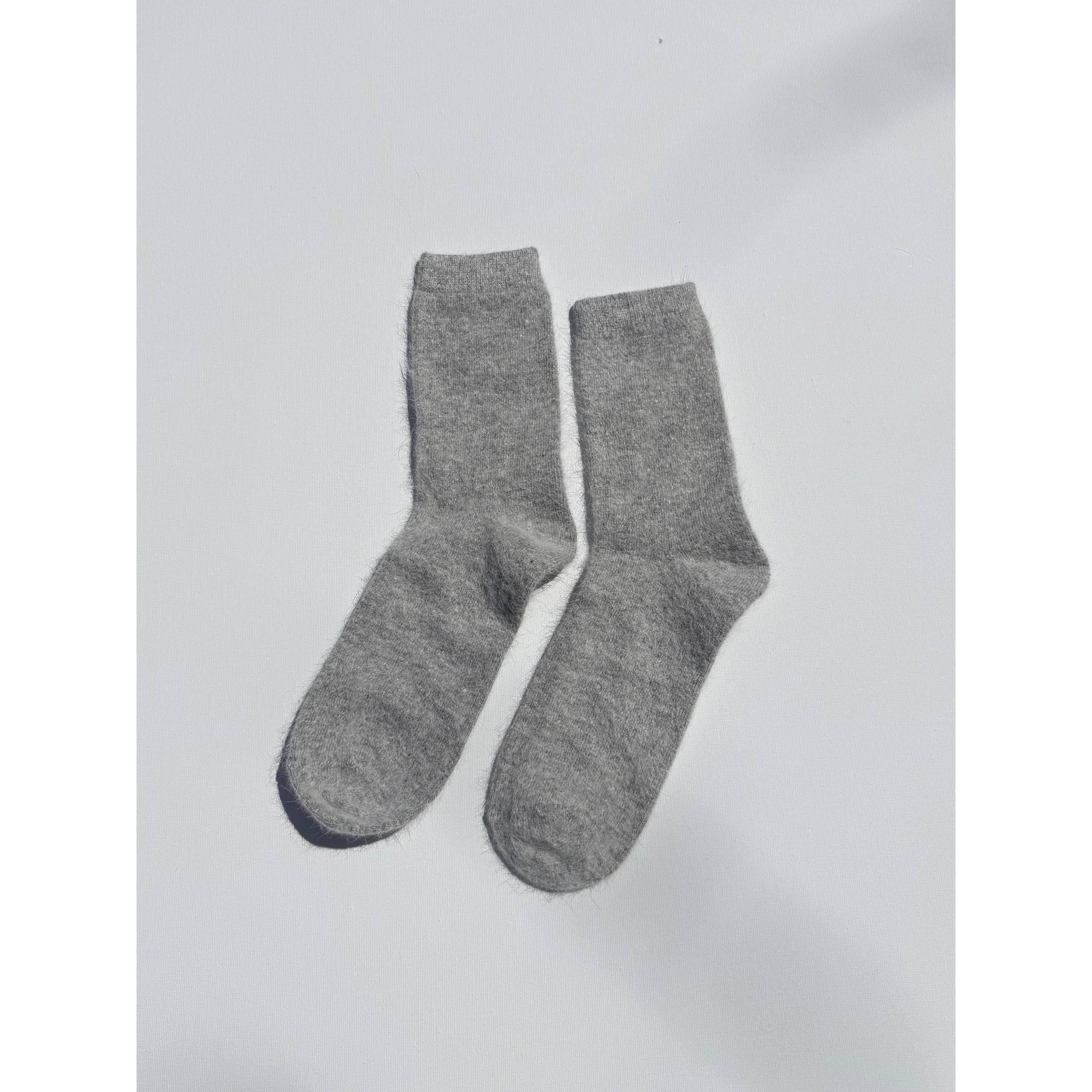 FLUFFY ANGORA SOCKS - NEUTRAL: Light gray / Women’s 7.5 - 11.5, Men’s 6.5 - 10.5