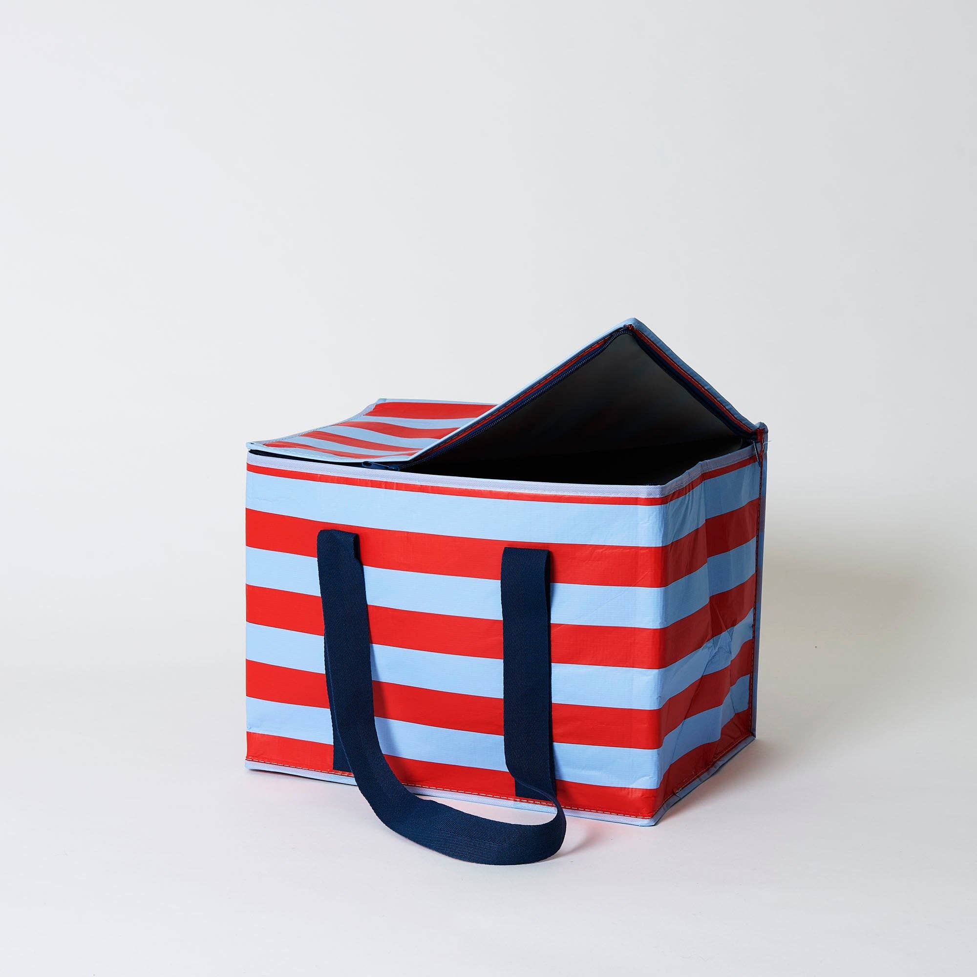 Red Blue Stripe Large Insulated Tote