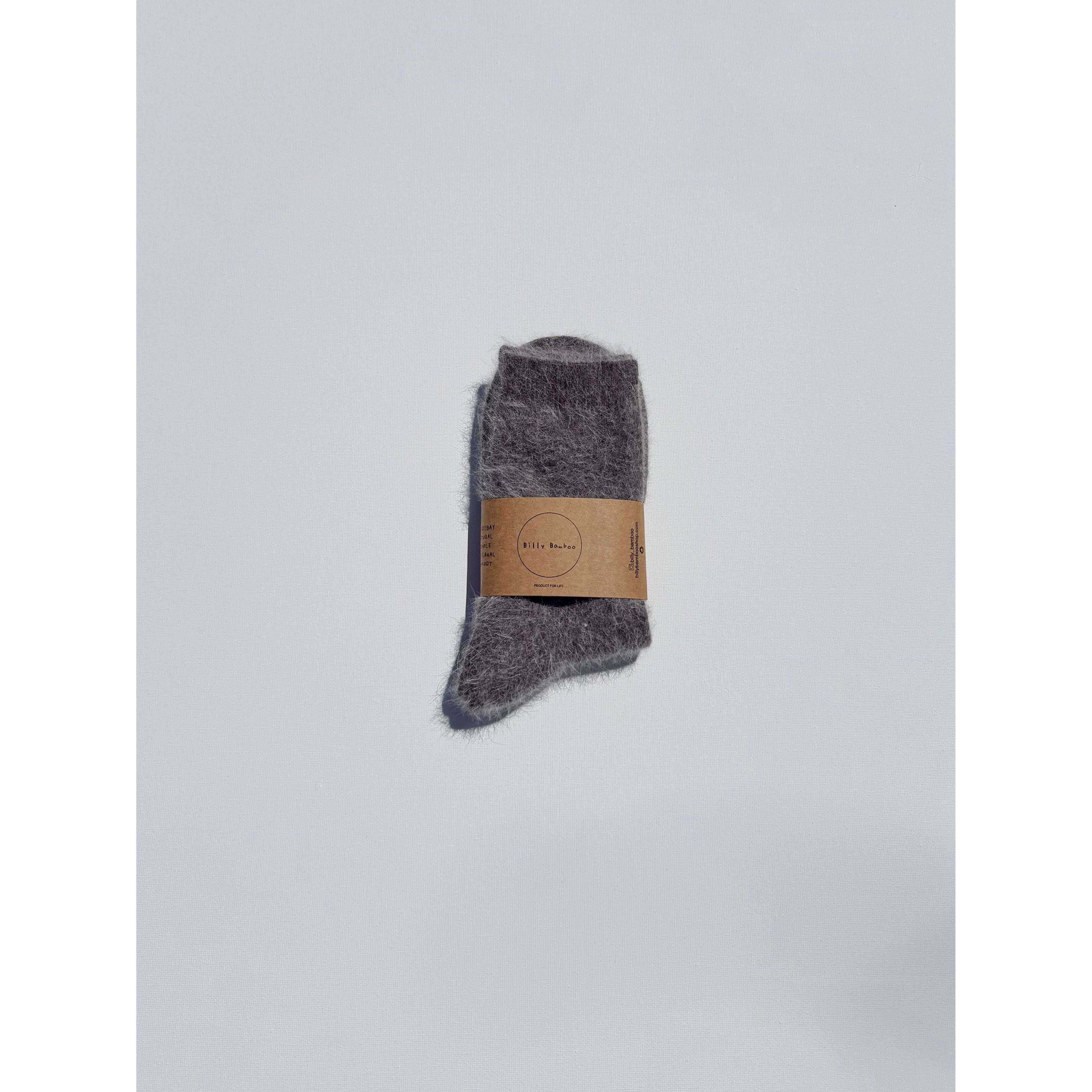 FLUFFY ANGORA SOCKS - NEUTRAL: Dark mushroom / Women’s 7.5 - 11.5, Men’s 6.5 - 10.5