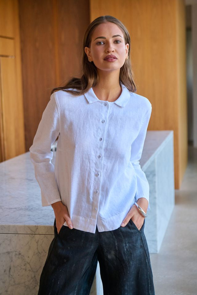 Crop White Linen shirt - Gateway Gifts