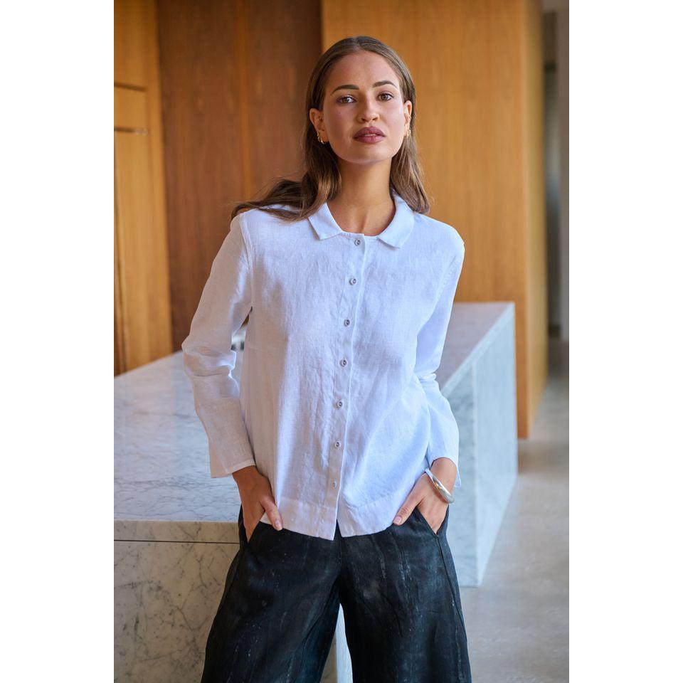 Crop White Linen shirt - Gateway Gifts