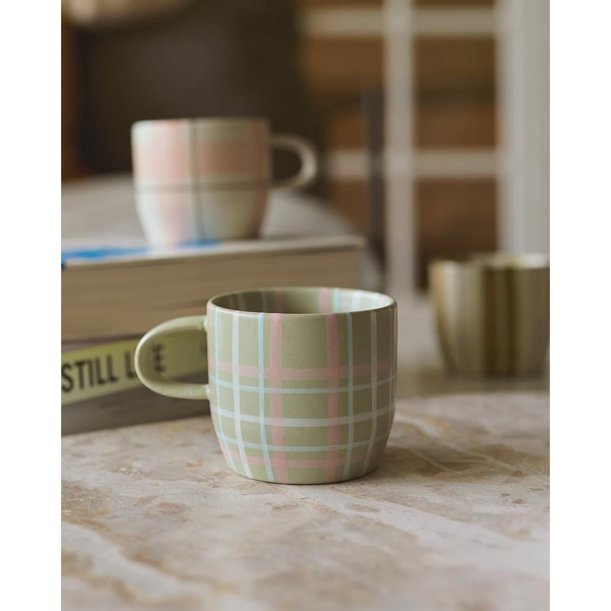 Cat's Pyjamas Mug - Sage & Blush Check