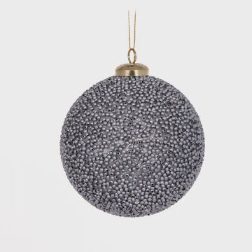 Silver Caviar Bauble 10cm