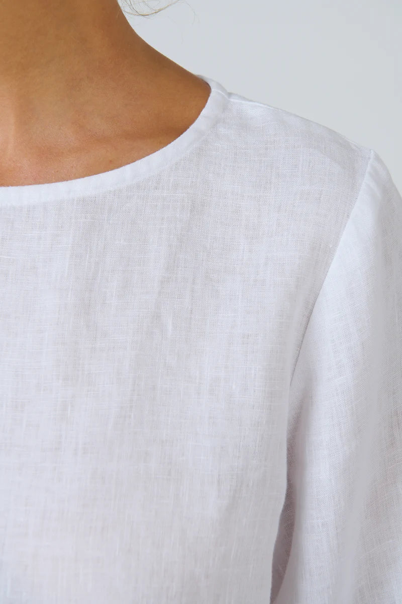 Oh Linen Top White