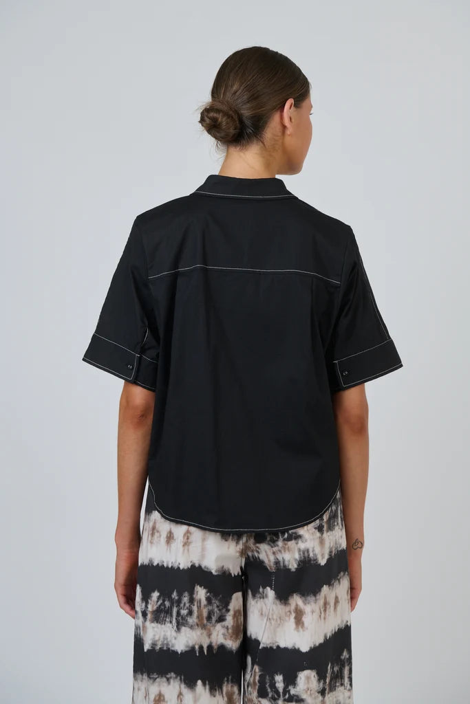 Tia Shirt Black Poplin