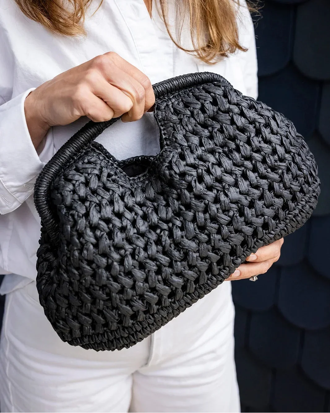 Pippa Raffia Clutch With Gold Chain