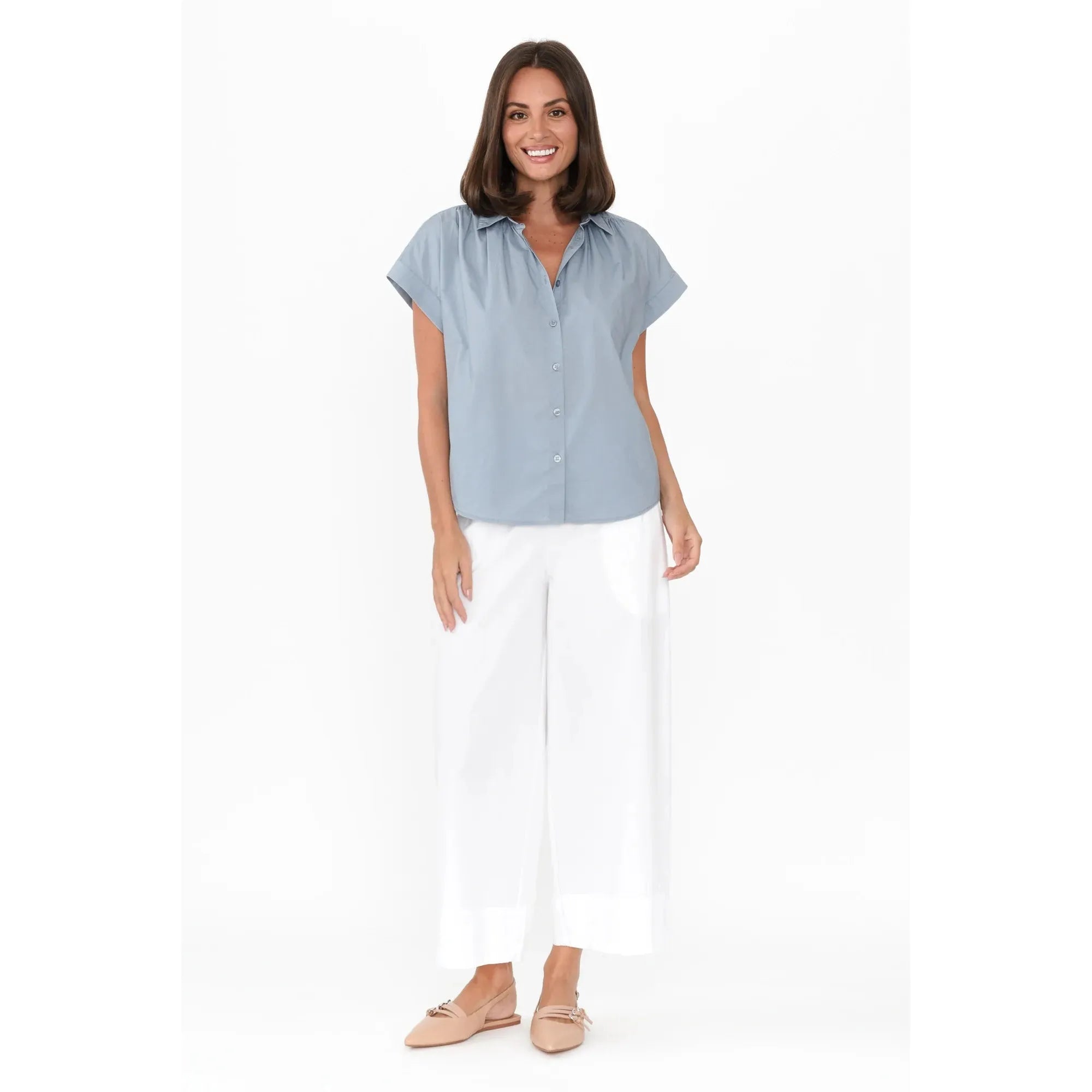 Harlyn Cap Sleeve Shorts / Light Blue