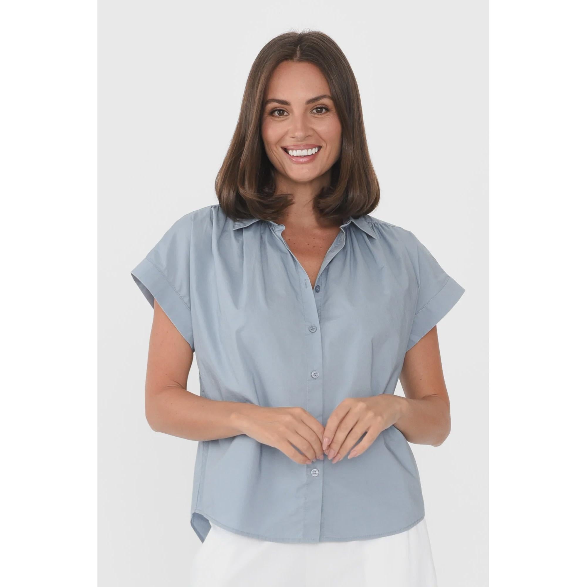 Harlyn Cap Sleeve Shorts / Light Blue