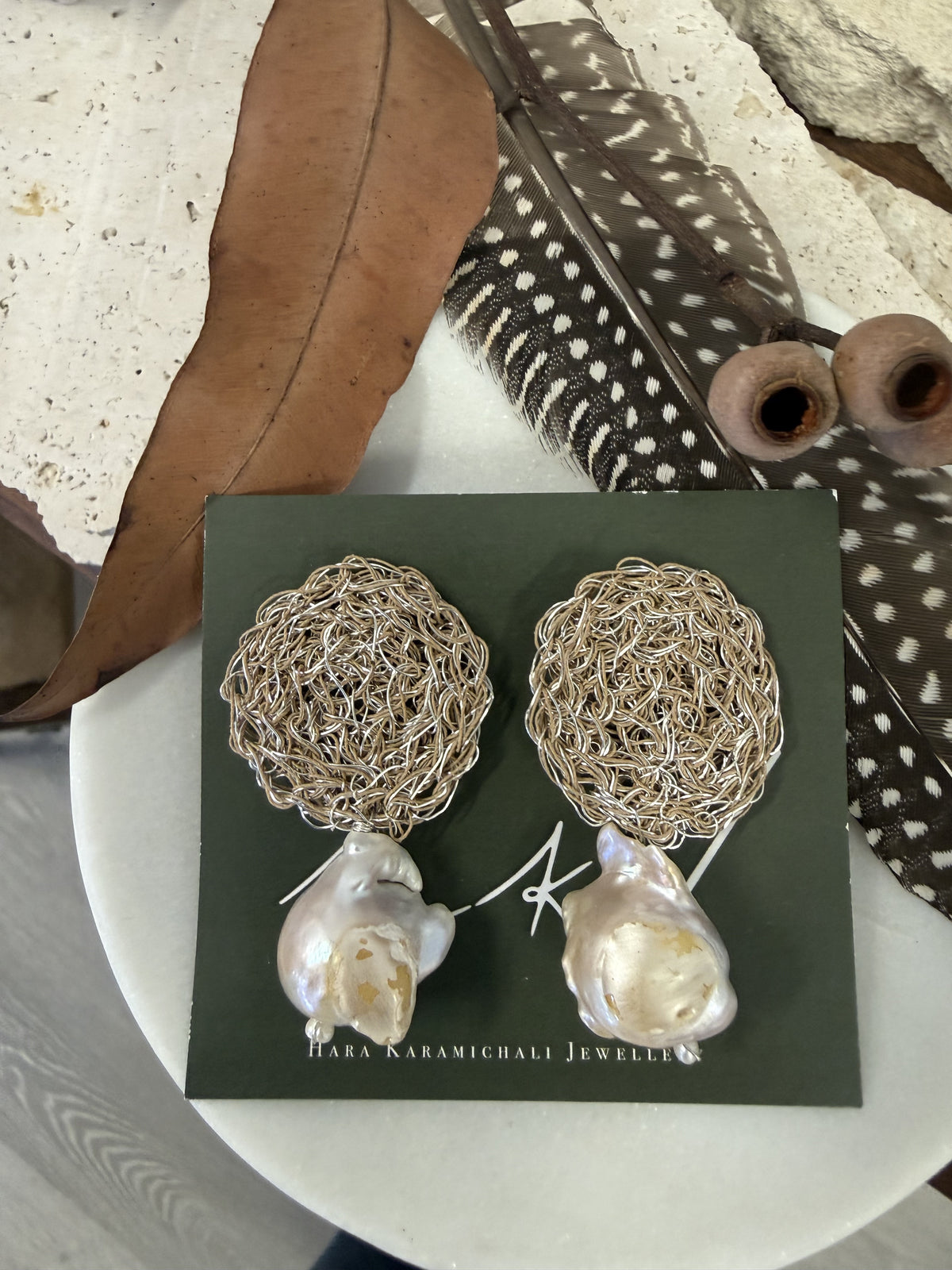 Coco Discus Round Pearl Silver Earring
