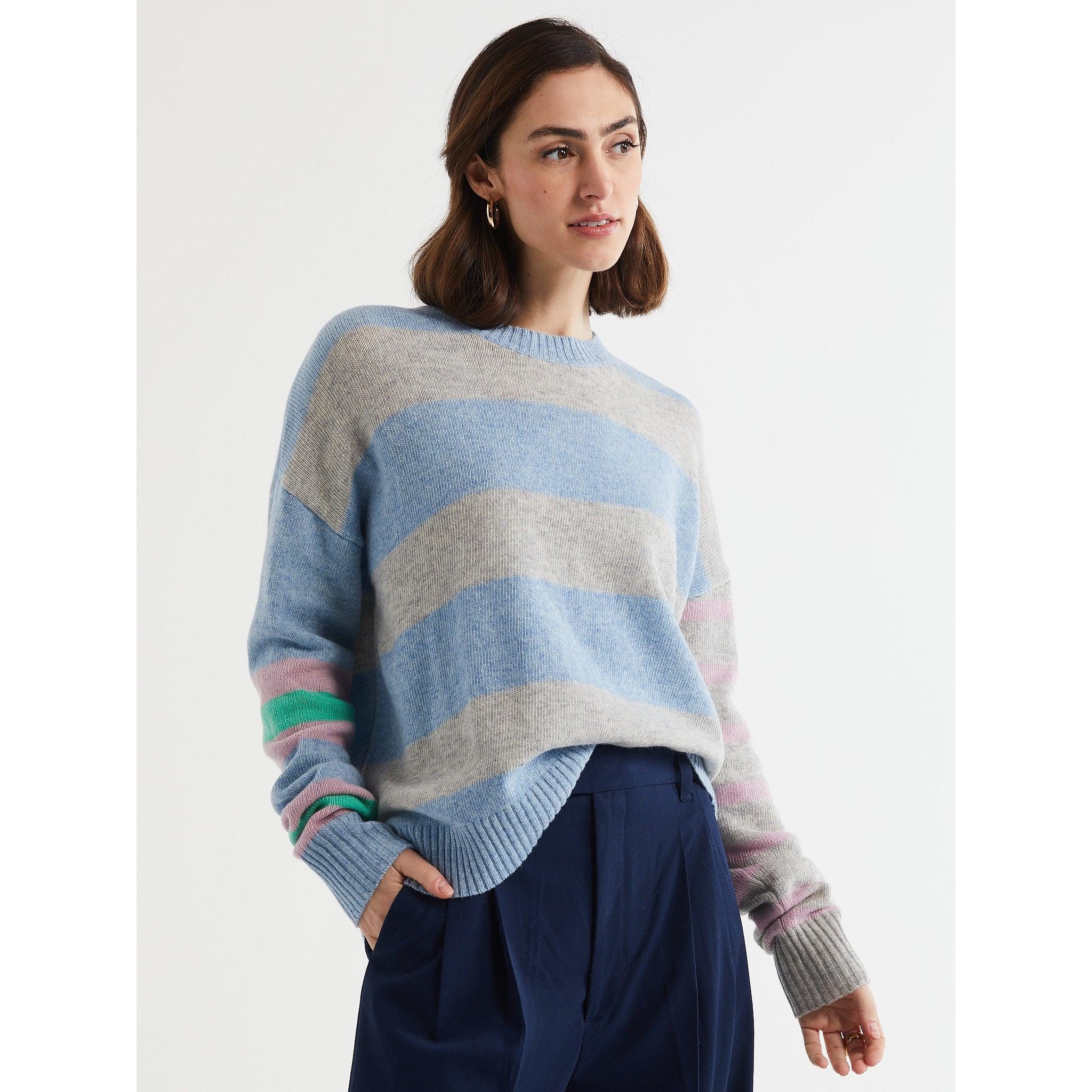 Lambs Wool Striped Crew Sky