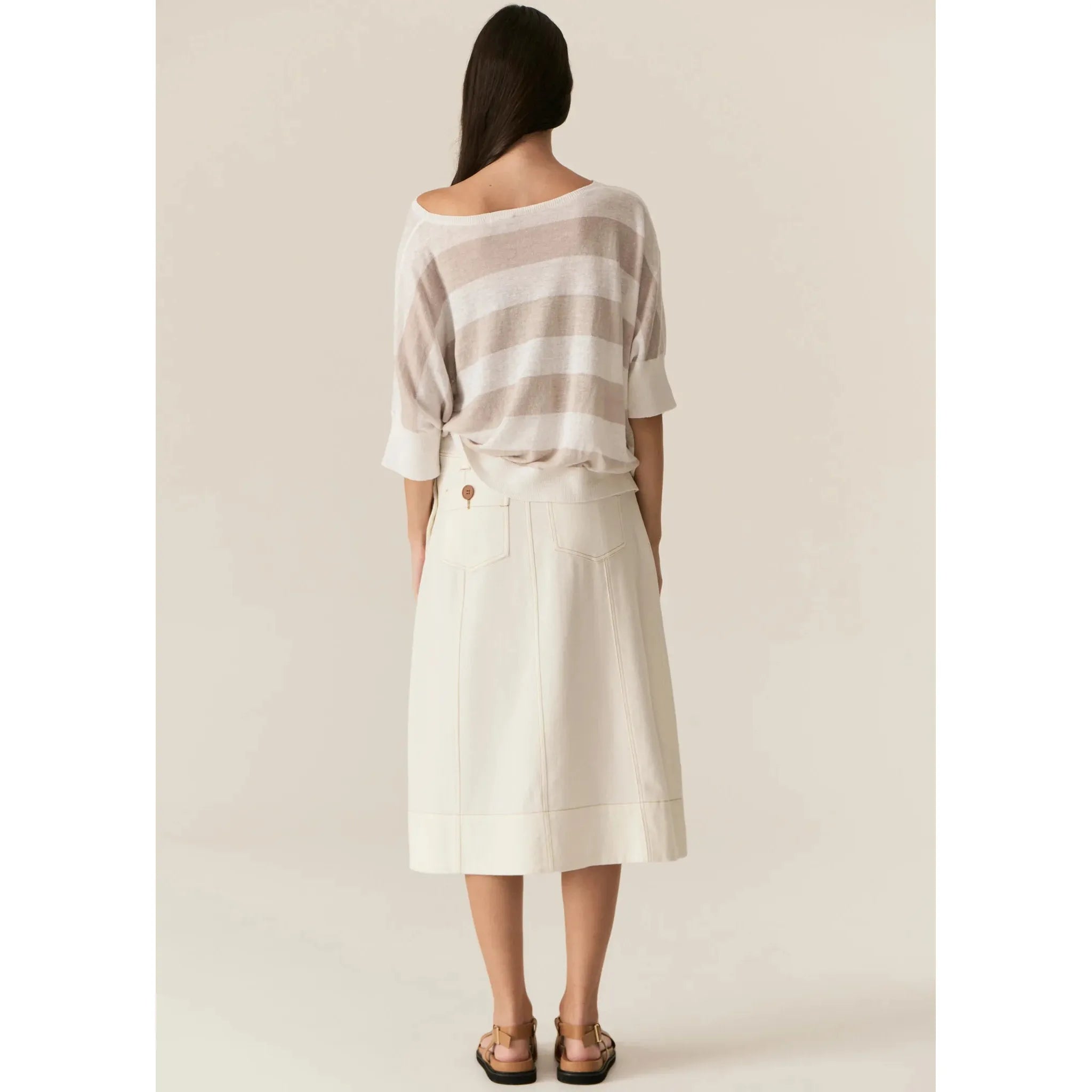 Miton Stripe Knit White/Pebble - Gateway Gifts