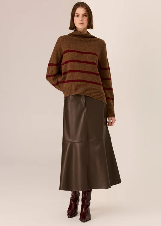 Astor Stripe Knit - Toffee/Wine - Gateway Gifts
