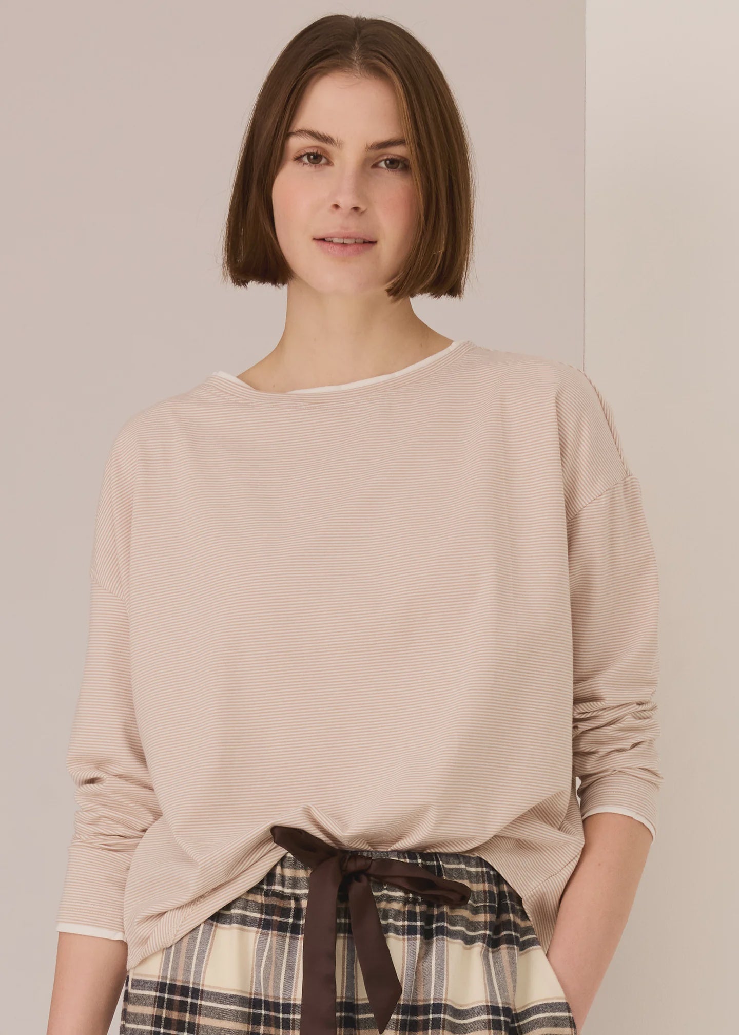 Mannix Stripe Long Sleeve - Pebble/White - Gateway Gifts