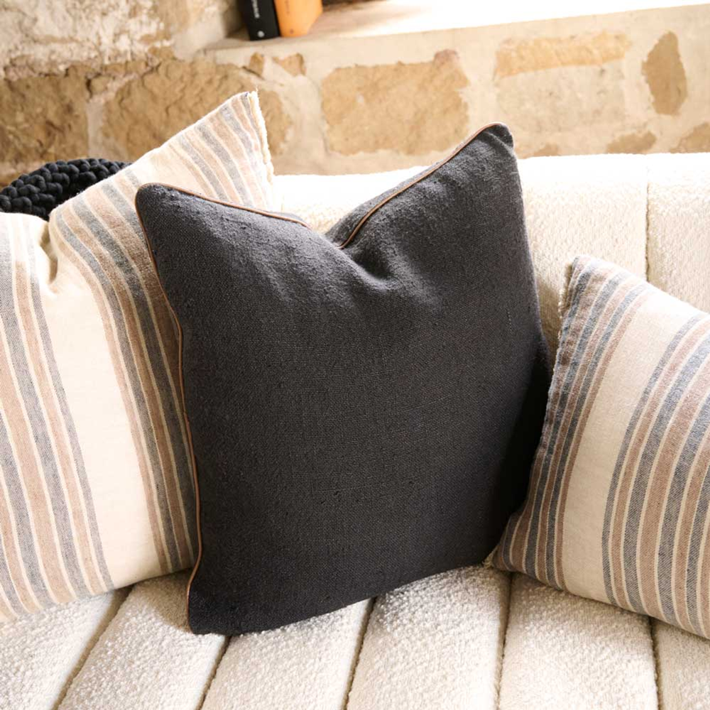 Muse Linen Cushion Black 40cmx60cm