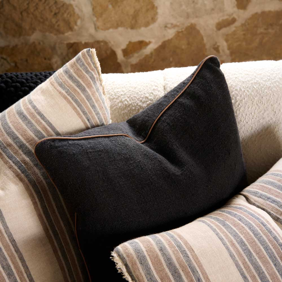 Muse Linen Cushion Black 40cmx60cm