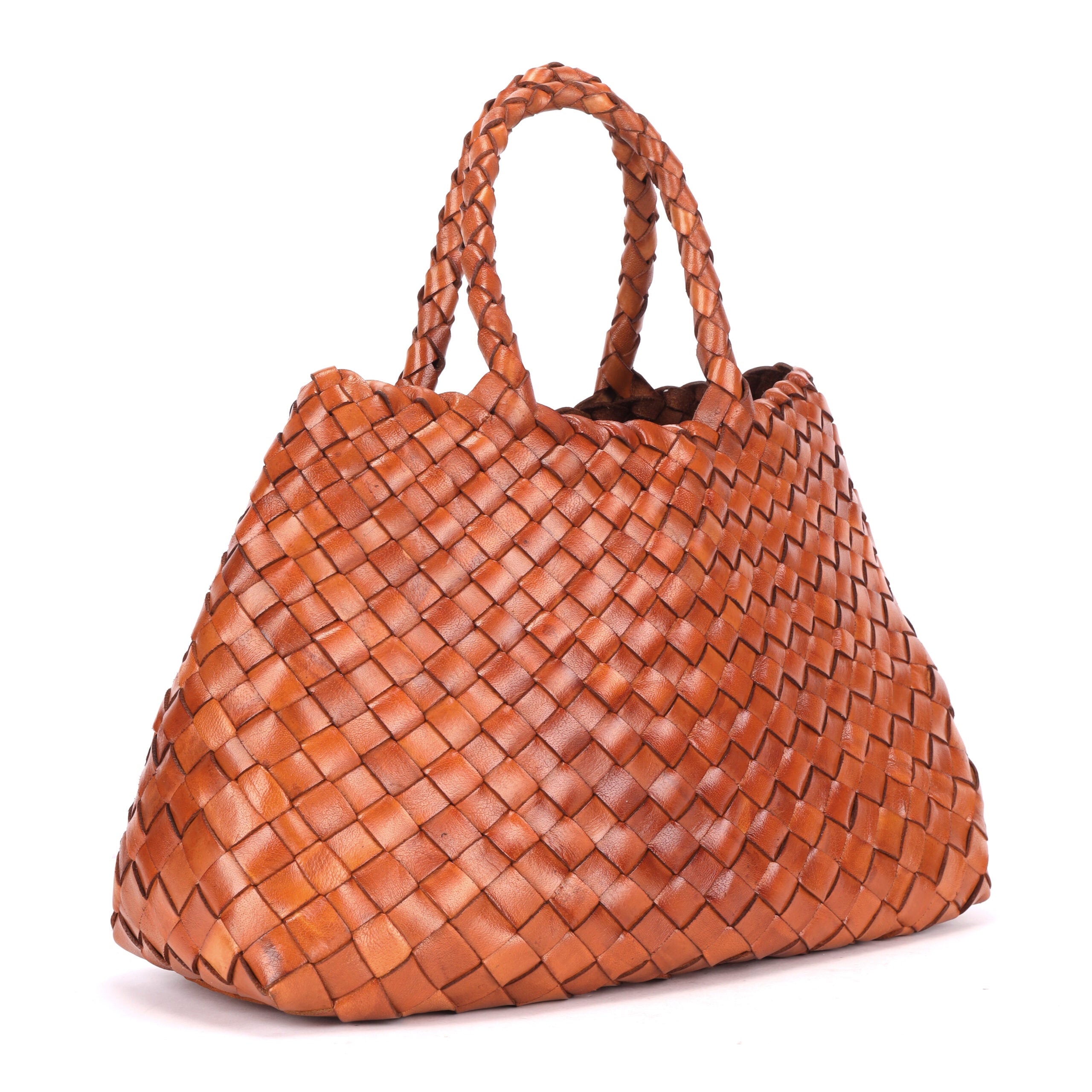 Portofino Woven Tote Cognac