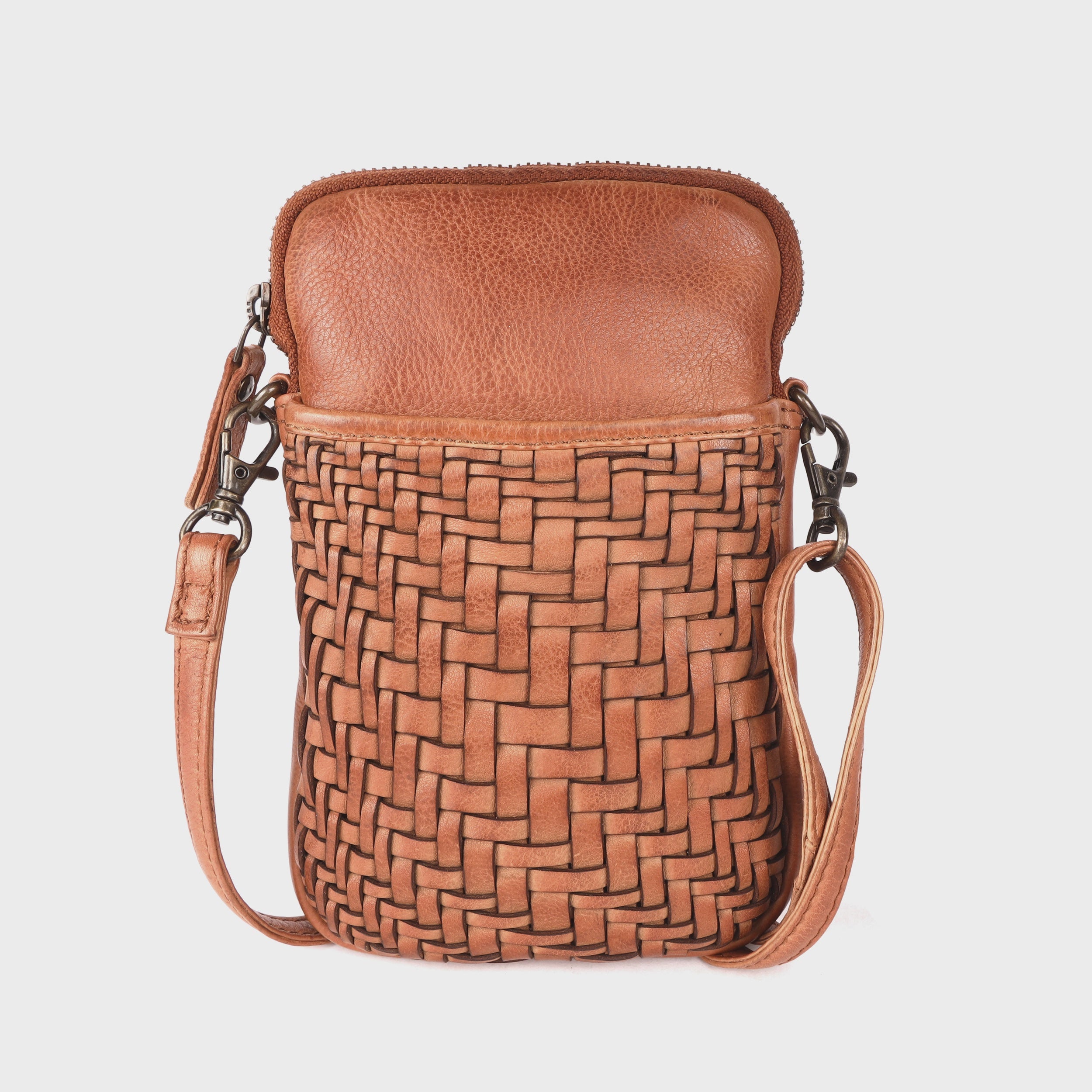 Rosebery Woven Phone Bag Cognac - Gateway Gifts