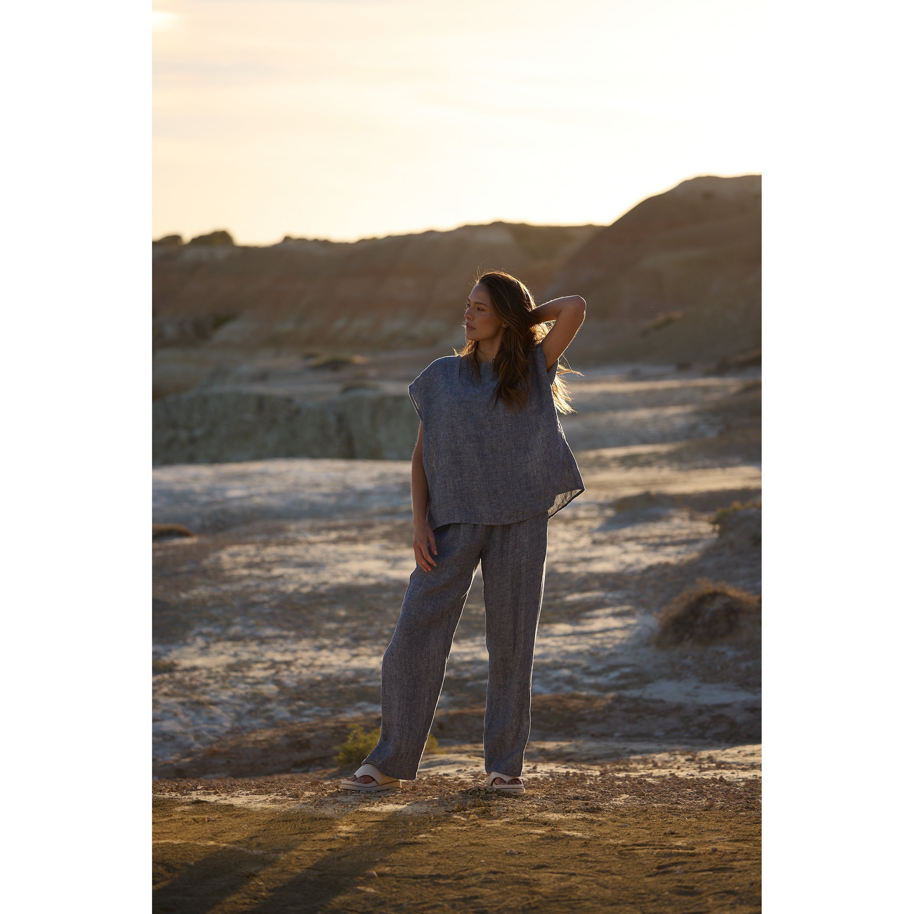 Souk Top Navy Fleck