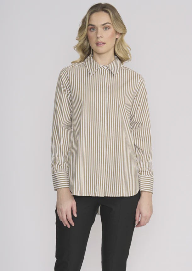Push Up Shirt / Taupe Wide Stripe - Gateway Gifts