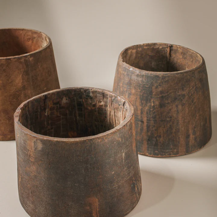 Vintage Indian Wooden Kitchen Bowl