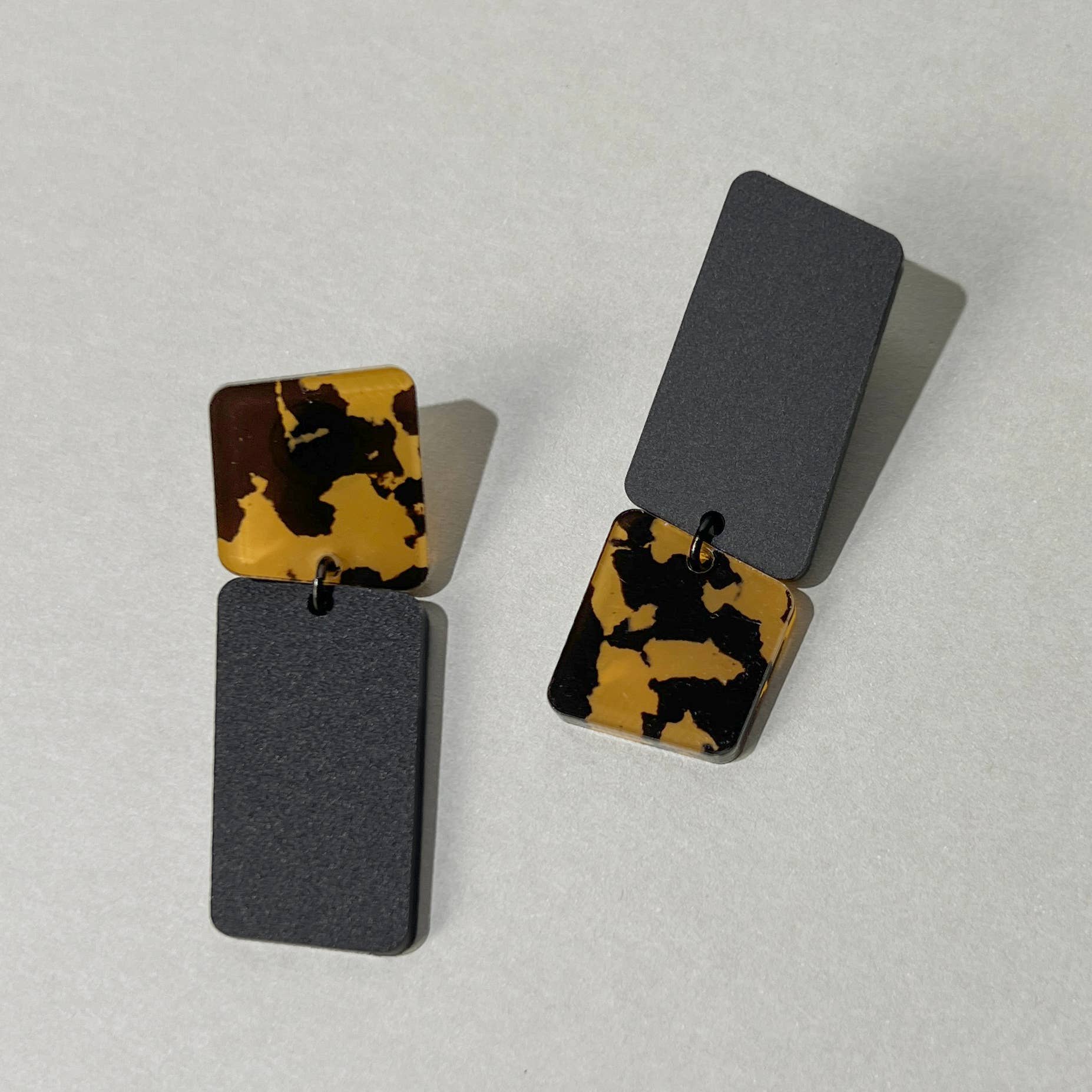 Bauhaus | Asymmetrical Dangle Earrings in Tortie and Black - Gateway Gifts