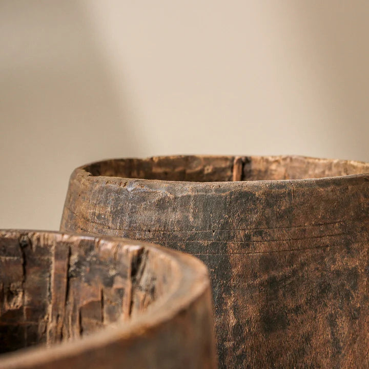 Vintage Indian Wooden Kitchen Bowl