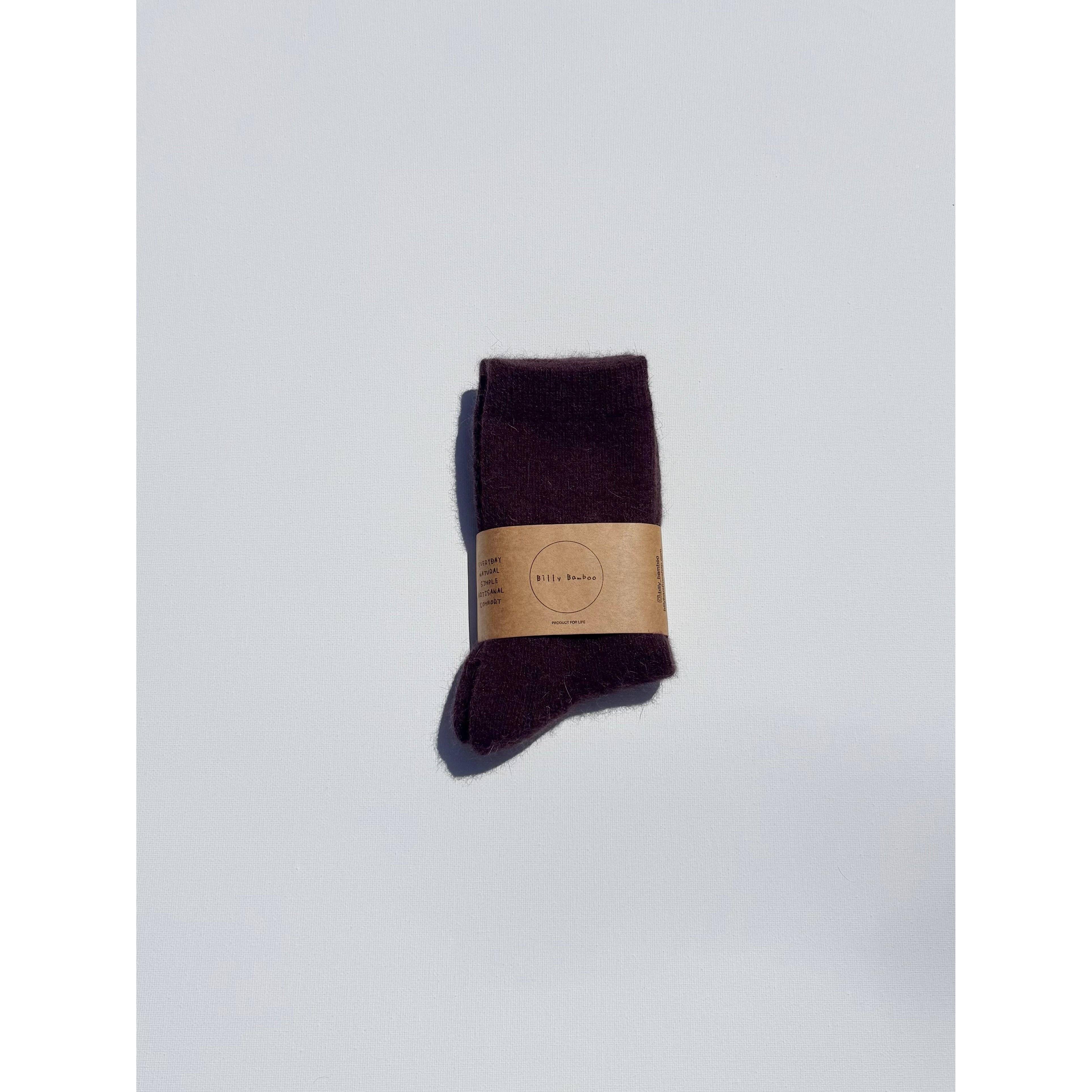 FLUFFY ANGORA SOCKS - NEUTRAL: Dark mushroom / Women’s 7.5 - 11.5, Men’s 6.5 - 10.5