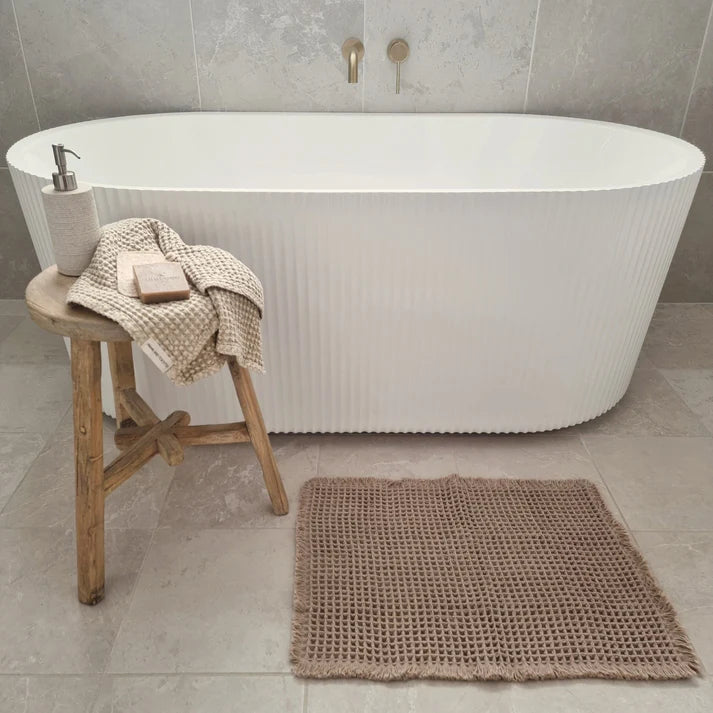 Microfiber Non Slip Bath Mat / Grey & Camel - Gateway Gifts